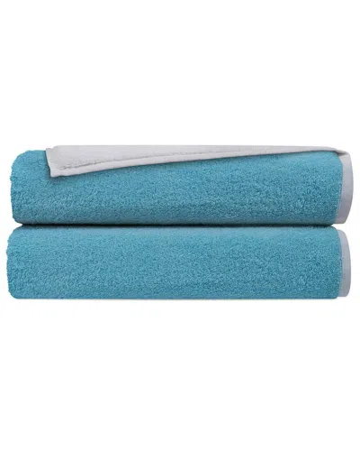 Depera Home Double Face Set Of 2 Turkish Bath Towels In Blue