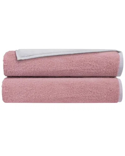 Depera Home Double Face Set Of 2 Turkish Bath Towels In Pink