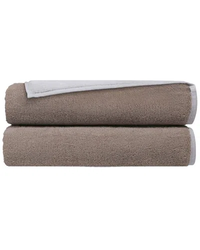 Depera Home Double Face Set Of 2 Turkish Bath Towels In White