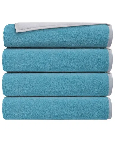 Depera Home Double Face Set Of 4 Turkish Bath Towels In Blue