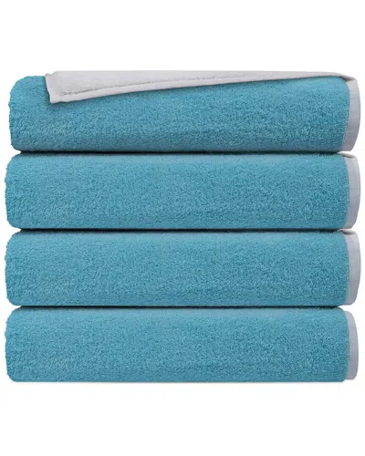Depera Home Double Face Set Of 4 Turkish Hand Towels In Blue