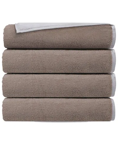 Depera Home Double Face Set Of 4 Turkish Hand Towels In Brown