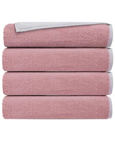 Depera Home Double Face Set Of 4 Turkish Hand Towels In Pink