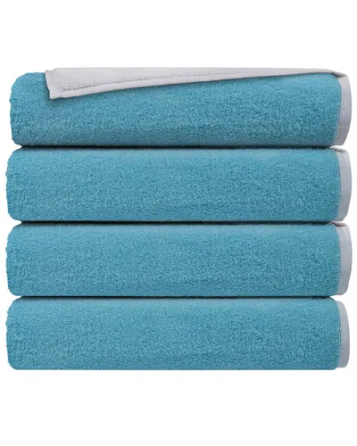 Depera Home Double Face Set Of 4 Turkish Wash Towels In Blue