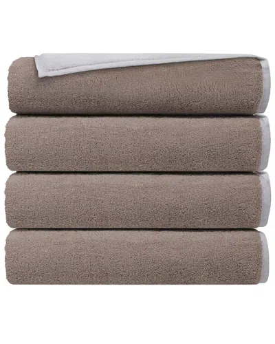 Depera Home Double Face Set Of 4 Turkish Wash Towels In Brown