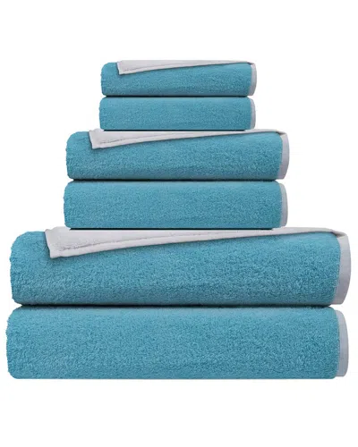 Depera Home Double Face Set Of 6 Turkish Towels In Blue