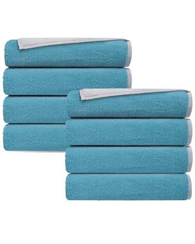 Depera Home Double Face Set Of 8 Turkish Hand Towels In Blue