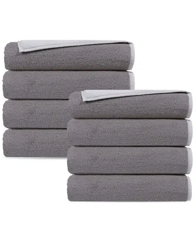 Depera Home Double Face Set Of 8 Turkish Hand Towels In Gray