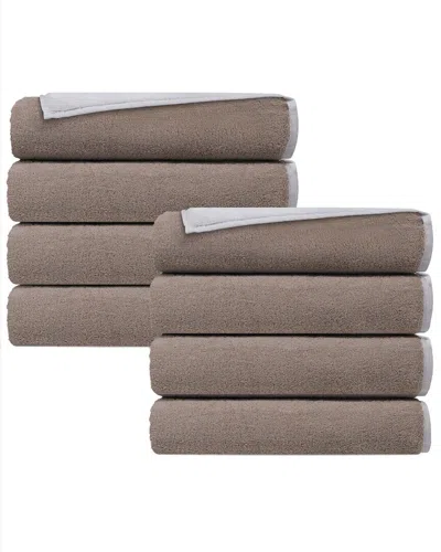 Depera Home Double Face Set Of 8 Turkish Wash Towels In Brown