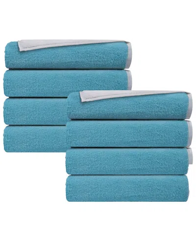 Depera Home Double Face Set Of 8 Turkish Wash Towels In Blue
