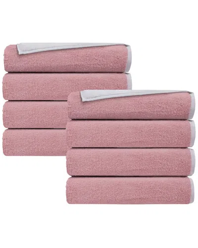 Depera Home Double Face Set Of 8 Turkish Wash Towels In Pink