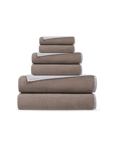 Depera Home Double Faced 6-piece Turkish Towel Set In White Beige