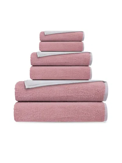 Depera Home Double Faced 6-piece Turkish Towel Set In White Blush