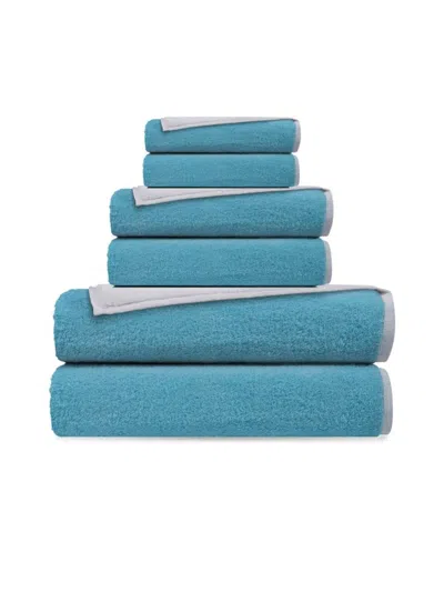 Depera Home Double Faced 6-piece Turkish Towel Set In White Seaglass