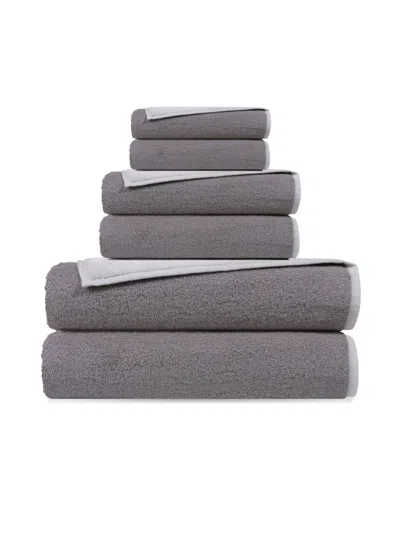 Depera Home Double Faced 6-piece Turkish Towel Set In White Silver