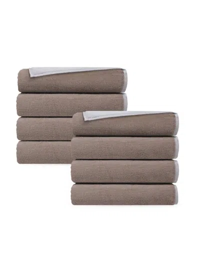 Depera Home Double Faced 8-piece Hand Towel Set In White Beige