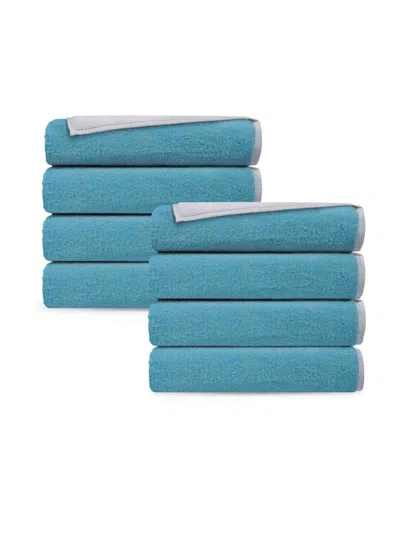 Depera Home Double Faced 8-piece Turkish Cotton Hand Towel Set In White Sea Glass