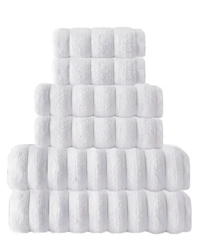 Depera Home Enchante Home Vague Zero Twist Turkish 6pc Towel Set In White