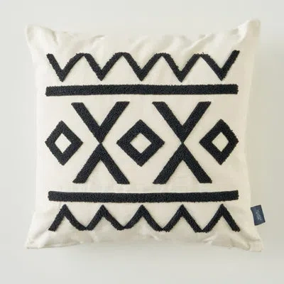 Depera Home Helena Cotton Punch Embroidered Throw Pillow In White