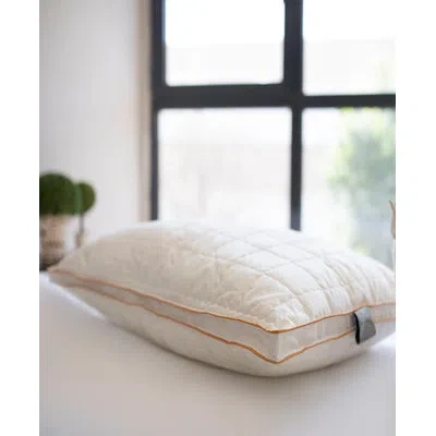 Depera Home Luxury Wool Medium Support Pillow In White,orange