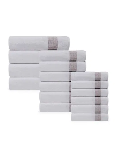 Depera Home Pera 16-piece Striped Turkish Towels Set In Anthracite