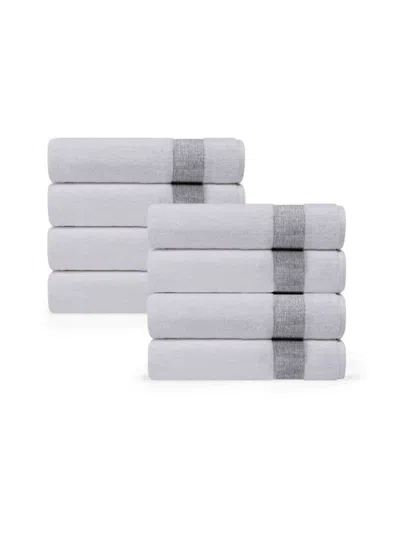 Depera Home Pera 8-piece Hand Towel Set In White Silver