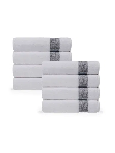 Depera Home Pera 8-piece Turkish Cotton Hand Towel Set In White Anthracite