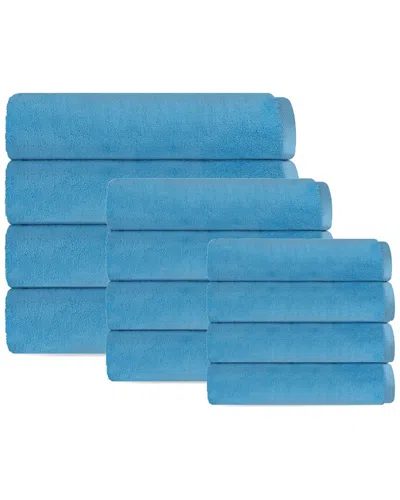 Depera Home Puresoft 12pc Turkish Towels Set In Blue
