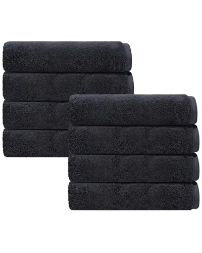 Depera Home Puresoft Set Of 8 Turkish Hand Towels In Black