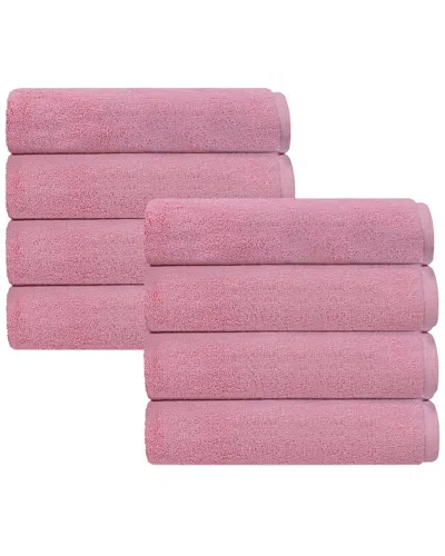 Depera Home Puresoft Set Of 8 Turkish Hand Towels In Pink