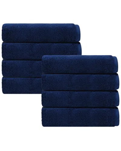 Depera Home Puresoft Set Of 8 Turkish Wash Towels In Blue