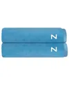 Depera Home Set Of 2 Puresoft Monogrammed Turkish Bath Sheets In Blue
