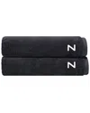 Depera Home Set Of 2 Puresoft Monogrammed Turkish Bath Towels In Gray