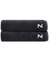 Depera Home Set Of 2 Puresoft Monogrammed Turkish Bath Towels In Gray