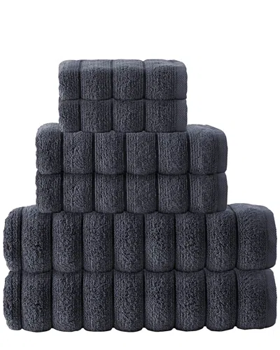 Depera Home Set Of 6 Vague Turkish Cotton Towel Set In Black