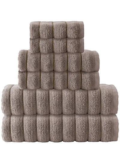 Depera Home Set Of 6 Vague Turkish Cotton Towel Set In Neutral