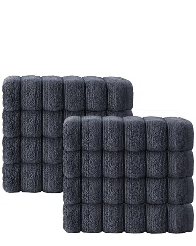 Depera Home Set Of 8 Vague Hand Towels In Gray