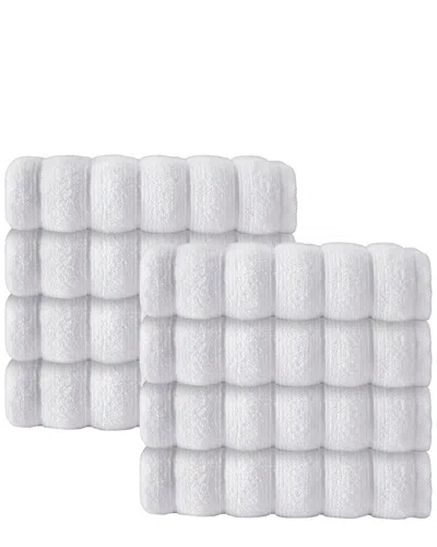 Depera Home Set Of 8 Vague Hand Towels In White