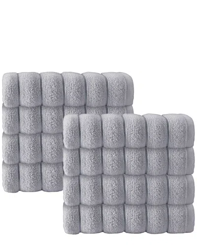 Depera Home Set Of 8 Vague Turkish Cotton Hand Towels In Gray