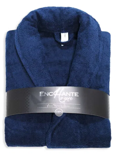 Depera Home Shawl Collar Turkish Cotton Bathrobe In Blue