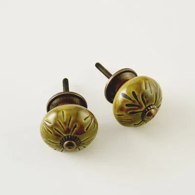 Depera Home Taro Ceramic Cabinet Knobs (set Of 2) In Multi
