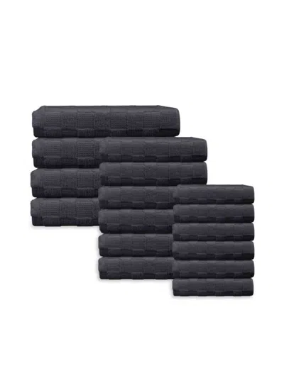 Depera Home Waffle Terry 16-piece Turkish Towel Set In Anthracite
