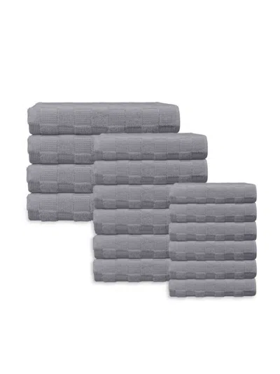 Depera Home Waffle Terry 16-piece Turkish Towel Set In Silver