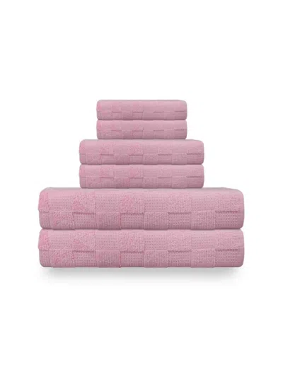 Depera Home Waffle Terry 6-piece Turkish Towel Set In Blush