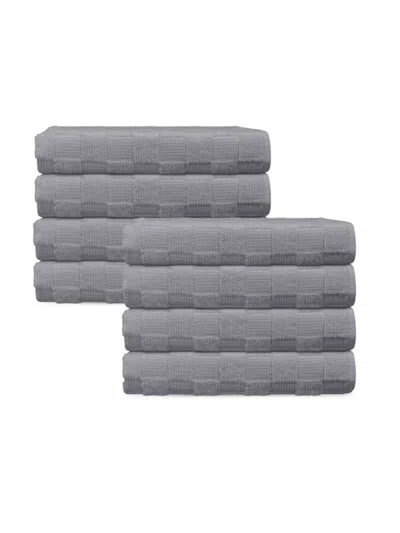 Depera Home Waffle Terry 8-piece Turkish Cotton Hand Towel Set In Silver