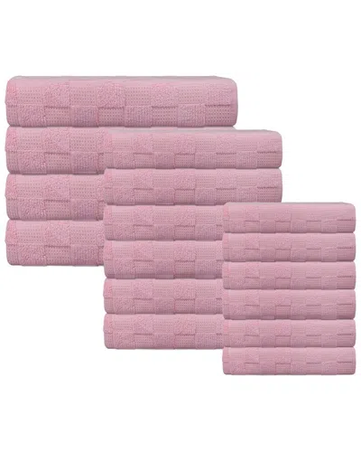 Depera Home Waffle Terry Set 16 Turkish Towels In Pink