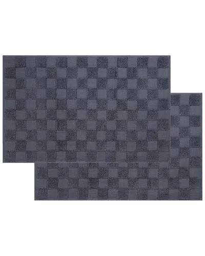 Depera Home Waffle Terry Set Of 2 Turkish Bath Mats In Blue
