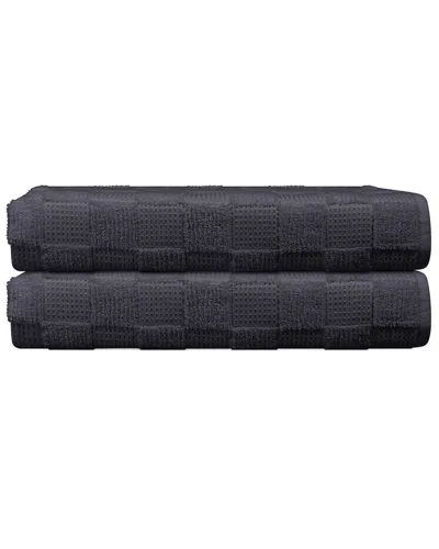Depera Home Waffle Terry Set Of 2 Turkish Bath Sheets In Black
