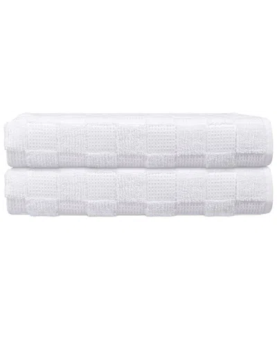 Depera Home Waffle Terry Set Of 2 Turkish Bath Sheets In White