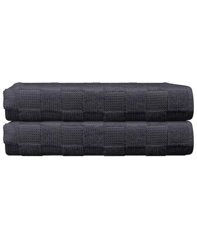 Depera Home Waffle Terry Set Of 2 Turkish Bath Towels In Black